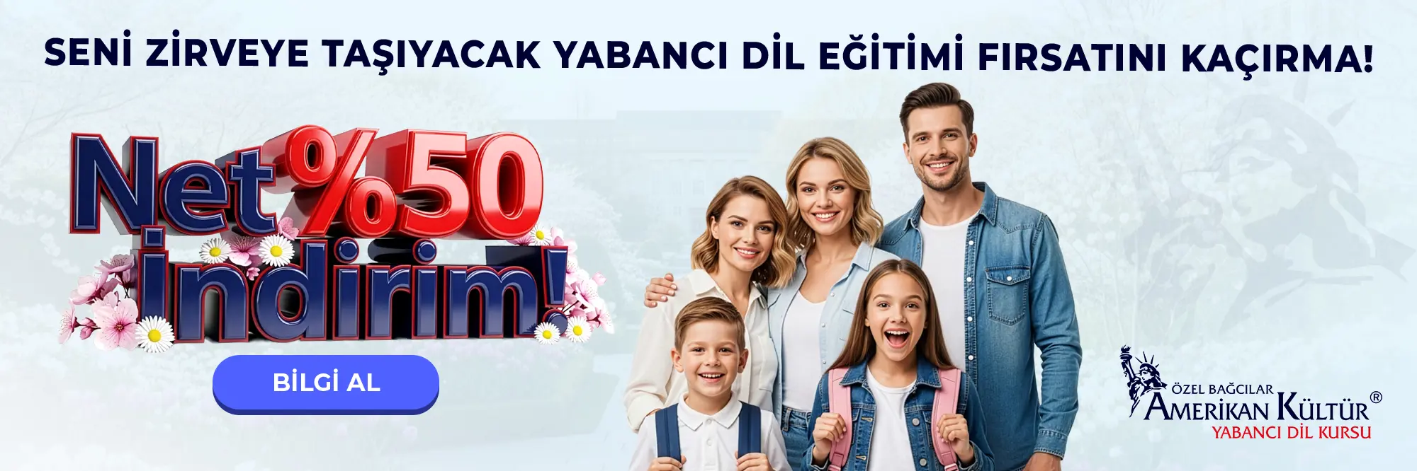 Sizi Zirveye Taşıyacak Yabancı Dil Eğitim Fırsatını Kaçırma! Net %50 İndirim!